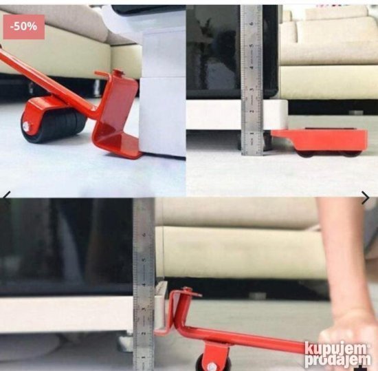 Poluga za podizanje i točkići namenjeni pomeranju nameštaja.