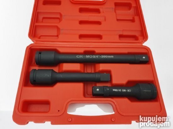 Na slici su nastavci za gedoru u dužinama od 150 mm, 200 mm i 300 mm.
