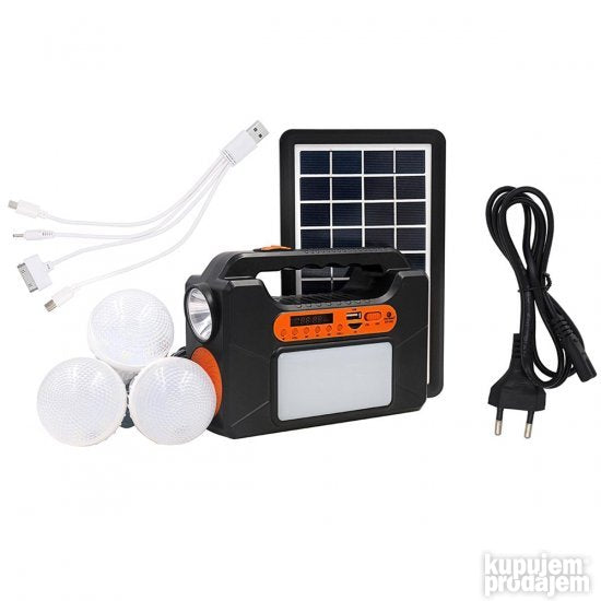 Komplet za kampovanje sa solarnim panelom, akumulatorom i sijalicama.