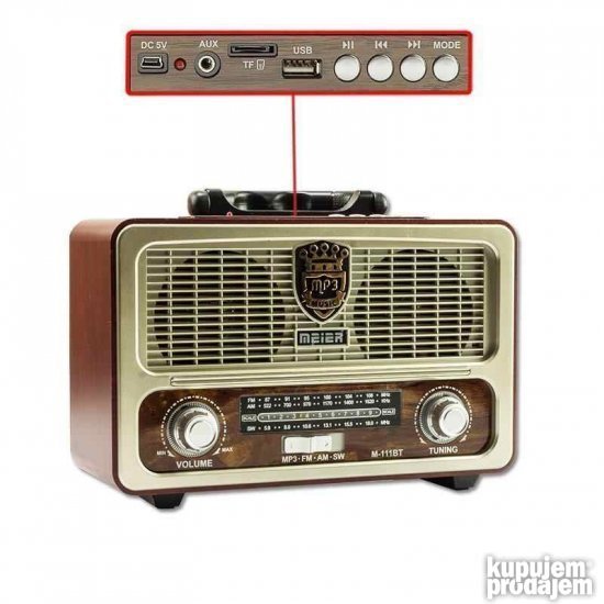 Radio PRODAVANI u retro stilu sa FM prijemom, USB-om i Bluetooth povezivanjem.