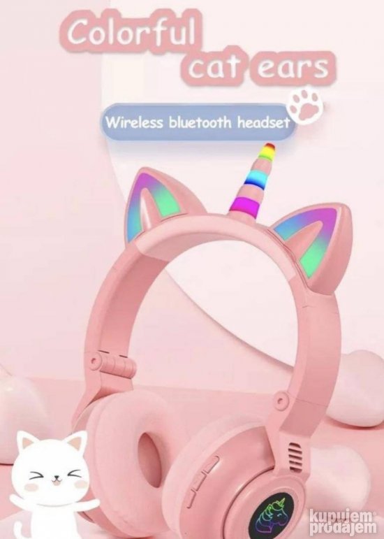 CAT slušalice za decu sa LED osvetljenjem i mačjim ušima.