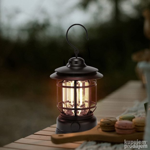Retro LED lampa za kampovanje otporna na prskanje iz svih uglova.