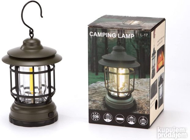 Punjiva kamp lampa sa retro oblikom i LED osvetljenjem.