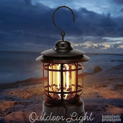Kamp lampa retro izgleda sa izborom jačeg ili slabijeg svetla.