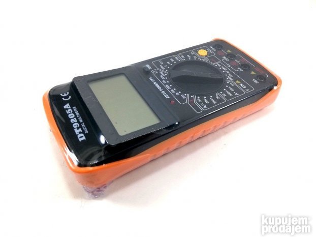 Digitalni multimetar DT-9205 A i pripadajući merni kablovi.