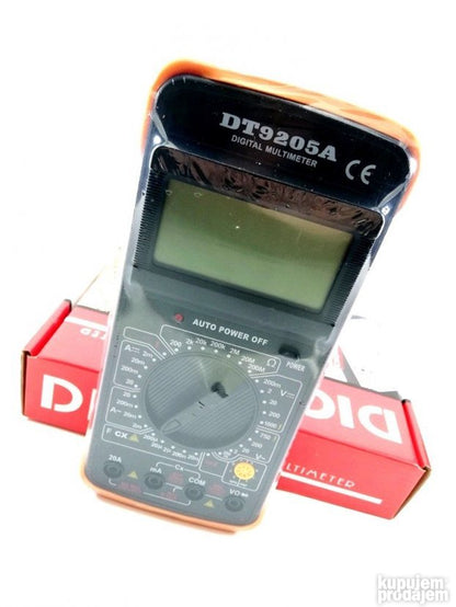 Digitalni unimer DT-9205 A prikazan kao merni instrument.
