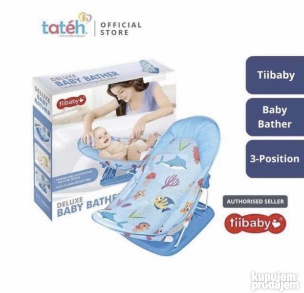 Podstavljeni oslonci za glavu i noge deo su stolice za kupanje bebe.