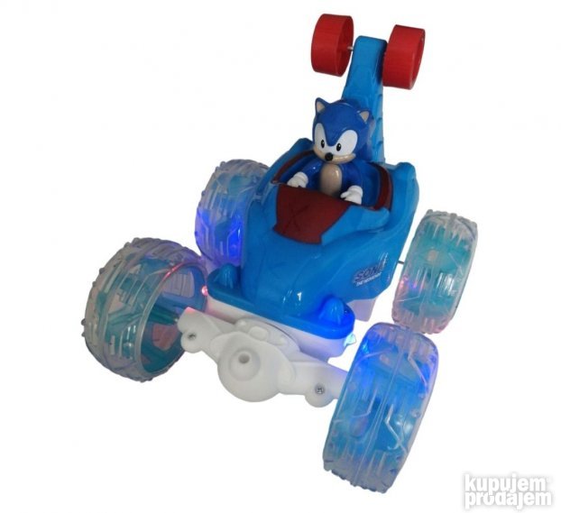 Igračka Sonic auto sa prozirnim gumama i svetlećim točkovima.