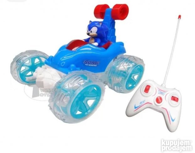 Daljinski upravljani Sonic auto sa točkovima koji svetle.