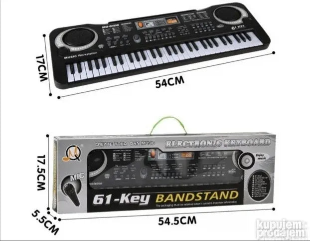 Crna plastična klavijatura namenjena dečjoj muzičkoj igri.