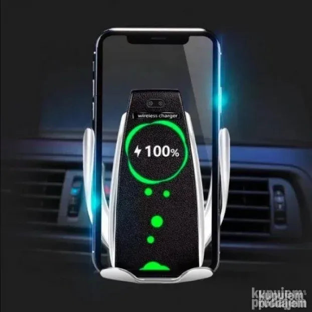 Prikazan je držač za telefon namenjen upotrebi u automobilu.