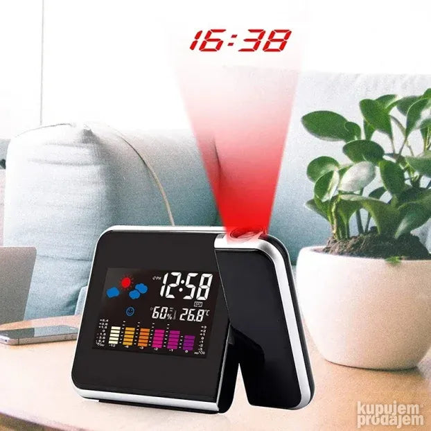 Prikaz digitalnog budilnika koji objedinjuje vreme i funkciju alarma.