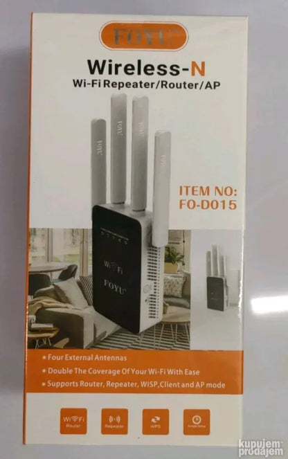 Na slici je FOYU Wi-Fi repetitor sa četiri antene.
