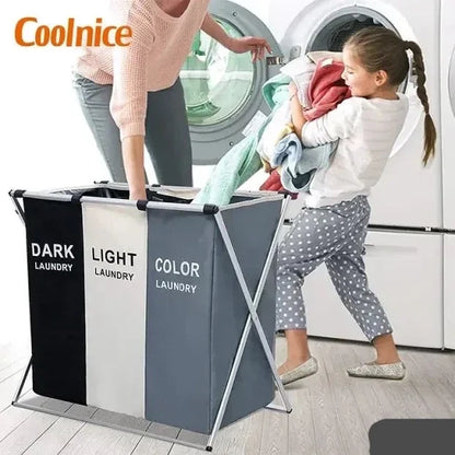 Tri odvojena odeljka korpe za pregledno odlaganje veša.