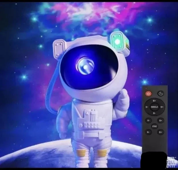 Astronautski projektor prikazan je uz daljinski upravljač za upravljanje postavkama.