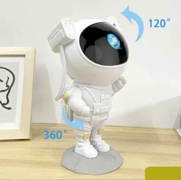 Detalj projektora u obliku astronauta sa glavom koja usmerava projekciju.