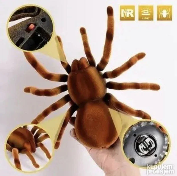 Igračka u obliku tarantule sa osam nogu i izraženim očima.