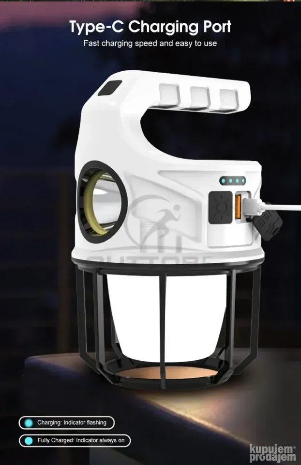 Solarna LED lampa PRODAVANI namenjena je osvetljavanju tokom kampovanja.