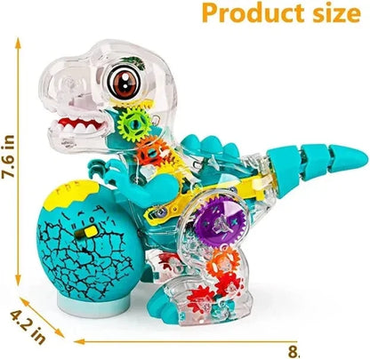 Plastični dinosaurus T-Rex ima karirani dezen i bele detalje.
