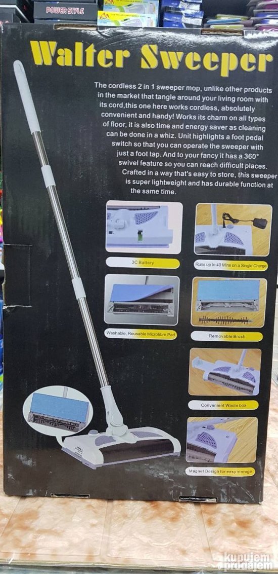 Rotacioni električni džoger za podove sa oznakom 2 u 1.