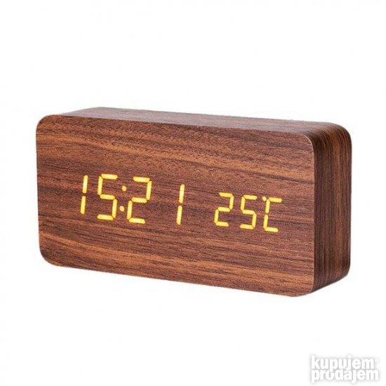 Digitalni sat sa prikazom vremena, datuma i temperature.
