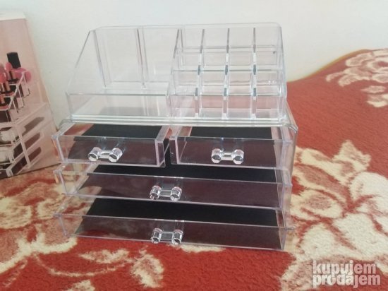 Plastični organizer namenjen odlaganju šminke u fiokama i gornjem delu.