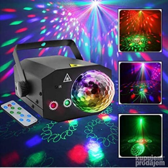 Prikazana je kugla koja kombinuje lasersko i LED svetlo.