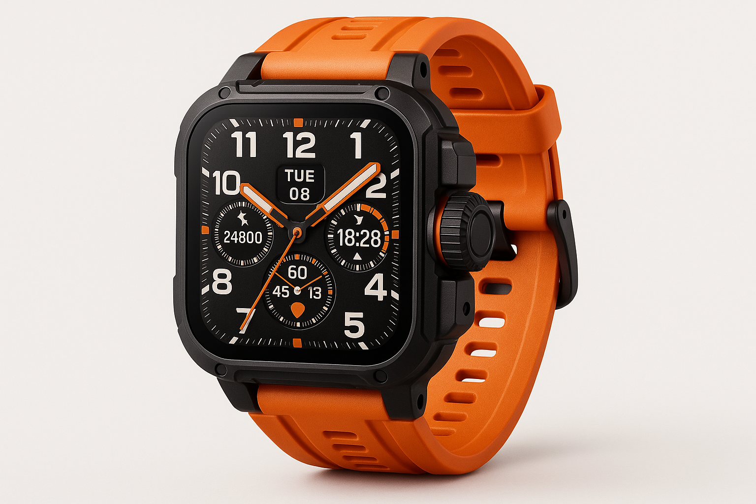 Debeli crni smartwatch - detalj kućišta i ekrana