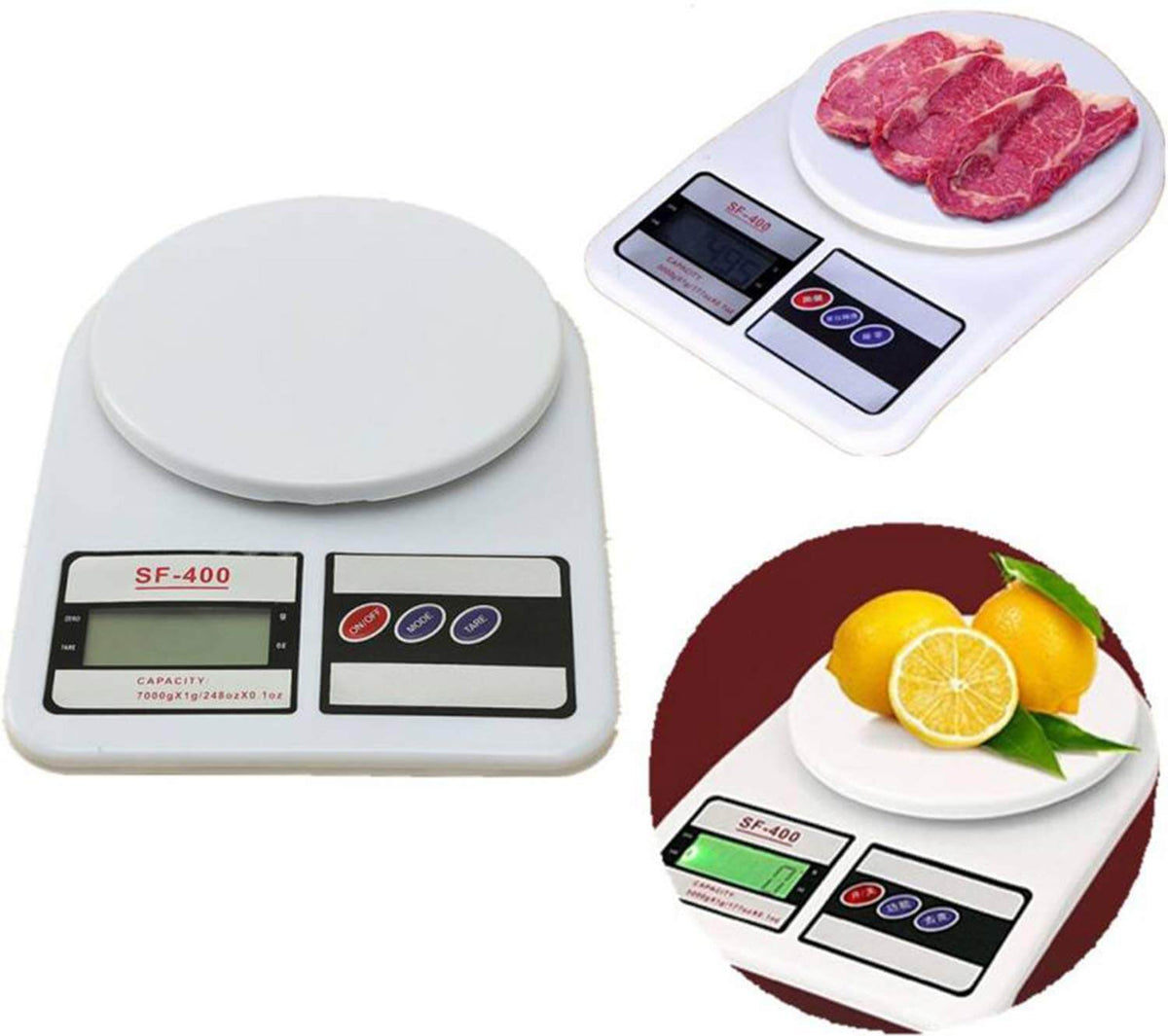 Bela kuhinjska vaga namenjena je merenju do 10 kg.