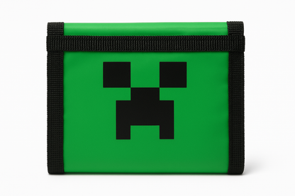 Minecraft novčanik u zelenoj i crnoj boji sa Creeper motivom.