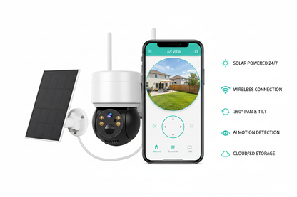 Solar WiFi kamera sa prikazom mobilne aplikacije – live view