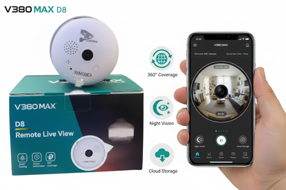 V380 MAX D8 kamera sa prikazom live view aplikacije