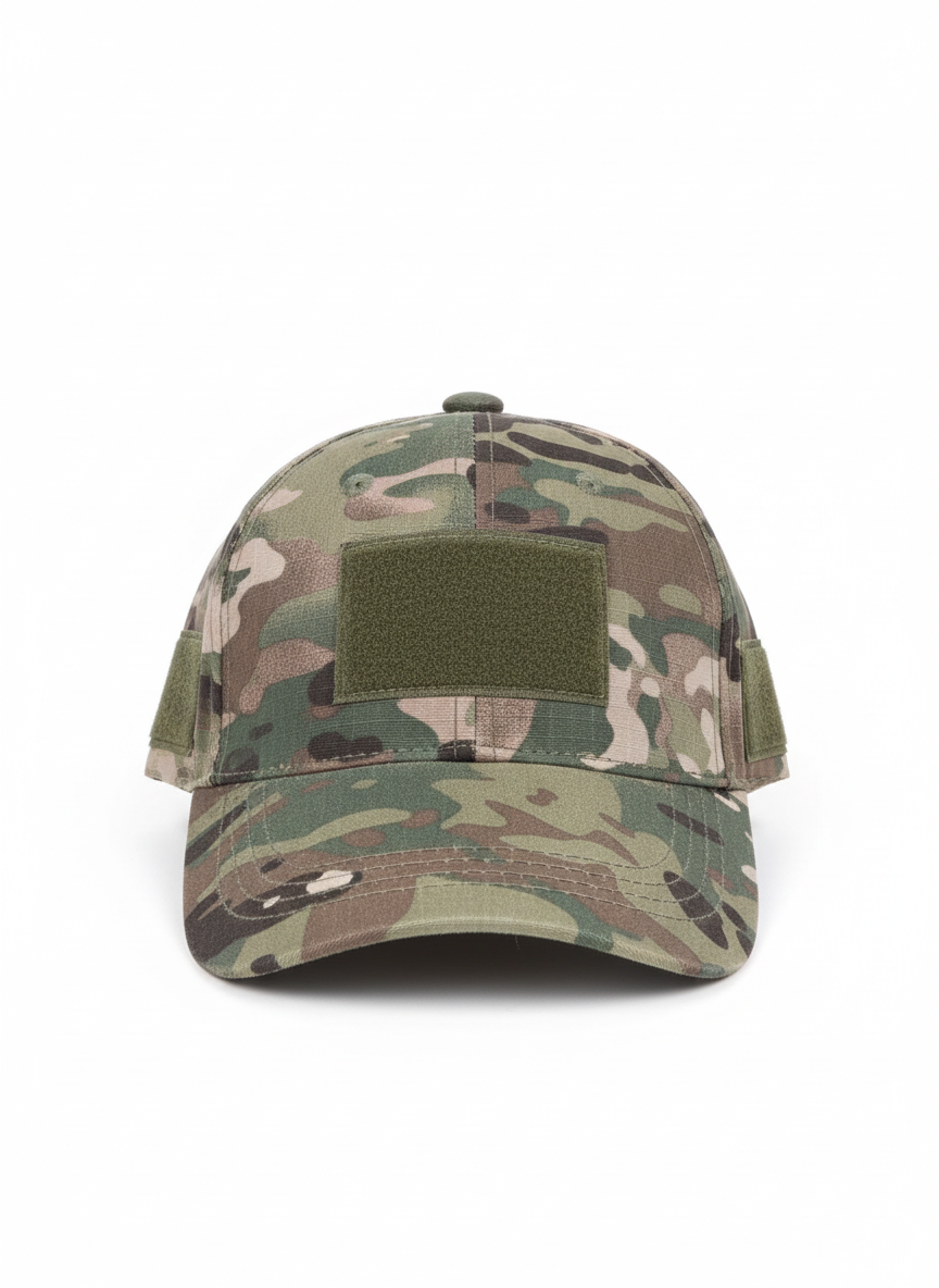 Taktička kapa Multicam - prednji pogled sa velcro panelima za personalizaciju i identifikacione oznake