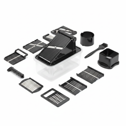 Veggie Slicer 14u1 – svi delovi i nastavci flat lay