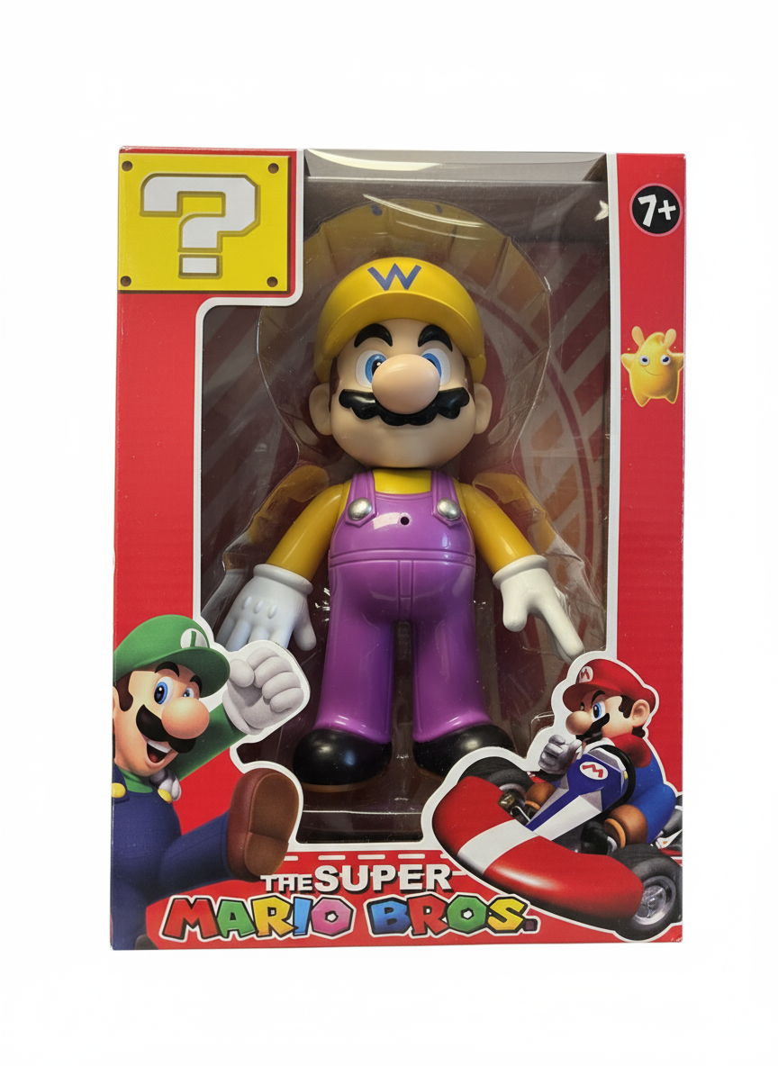 Figura Wario iz sveta Super Mario Bros u beloj i braon boji.