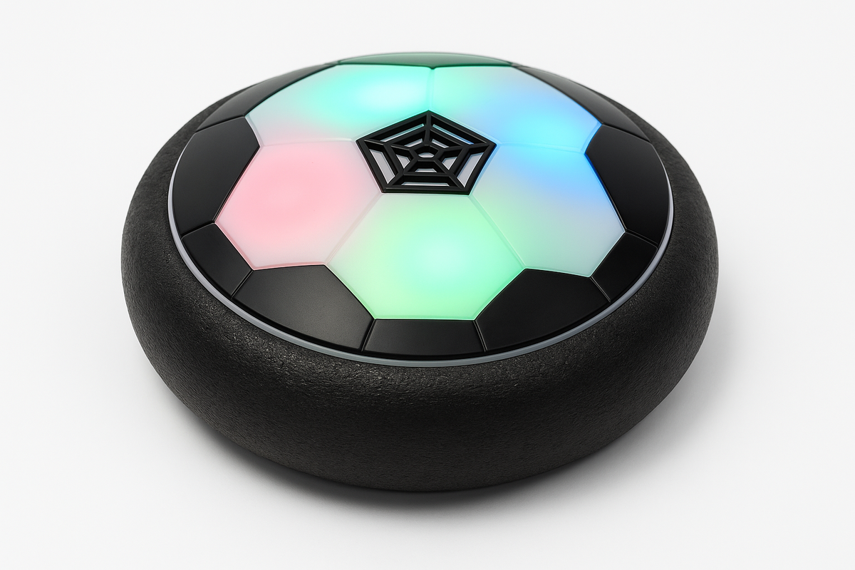 Fudbalska lopta sa LED svetlima u geometrijskom ili cvetnom dezenu.
