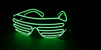 Zelene neon EL wire naočare u sjaju – detalj