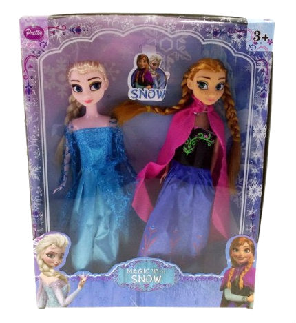 Na slici su lutke Ane i Elze iz Frozen-a, obučene u balske haljine.