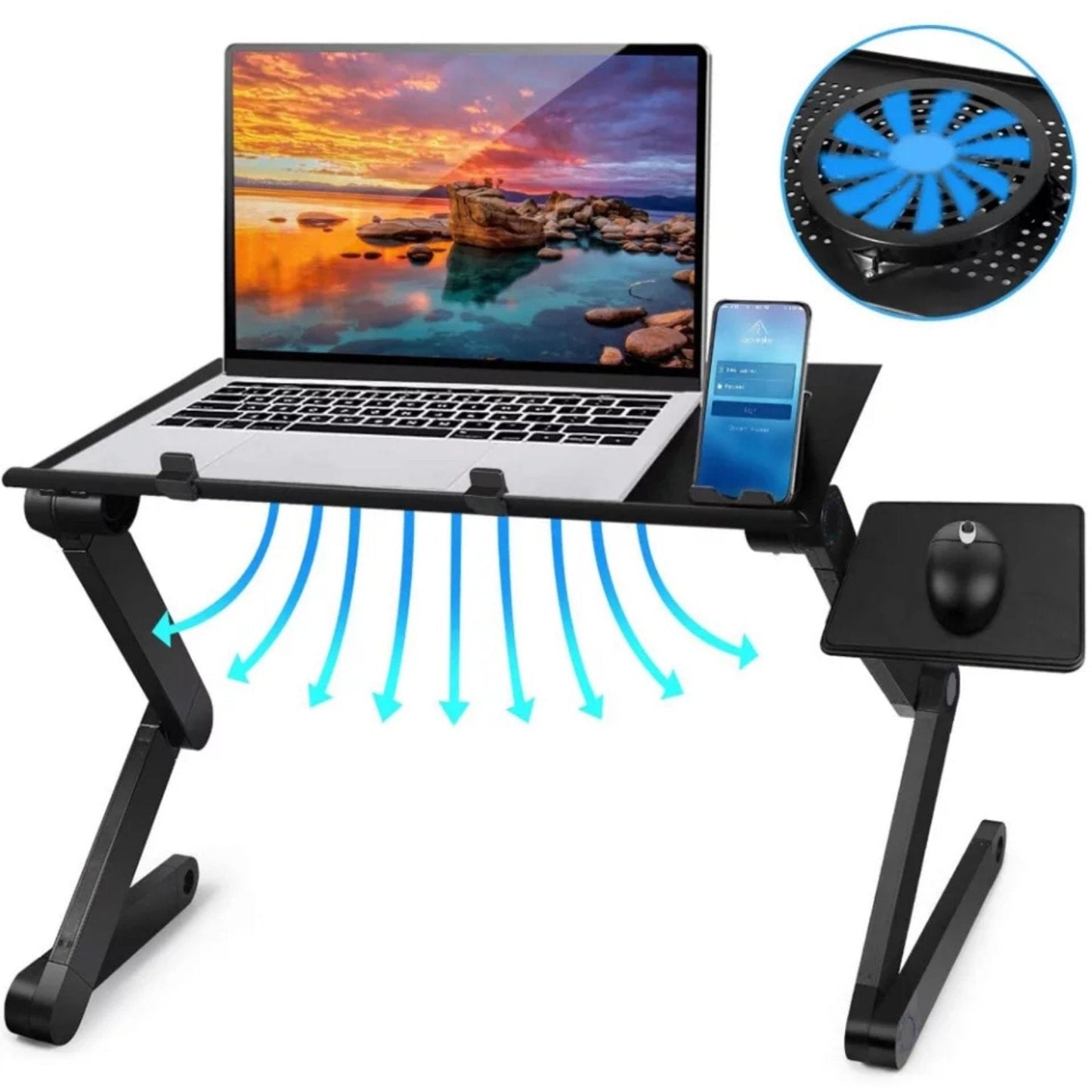 Podesivi Aluminijumski Sto za Laptop T9 sa USB Ventilatorom - 21 Inča