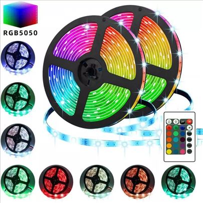 RGB LED traka 5050 dužine 10 metara prikazana kao traka za osvetljenje prostora.