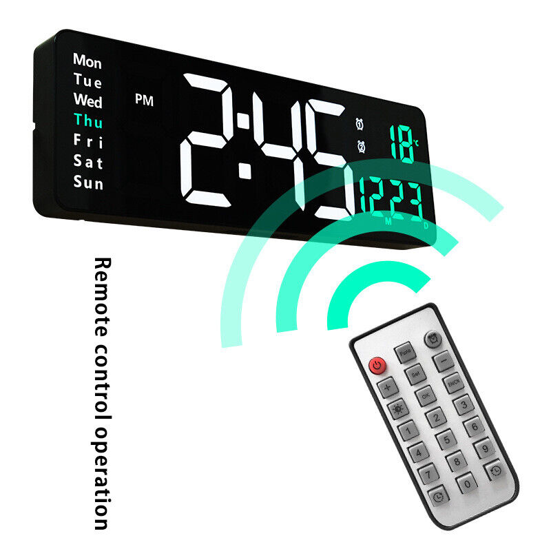 Crni kameni sat sa digitalnim LED prikazom, namenjen za zid.