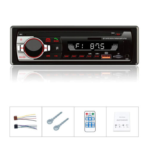 Prikazan je auto radio PRODAVANI crne boje sa mogućnošću daljinskog upravljanja.