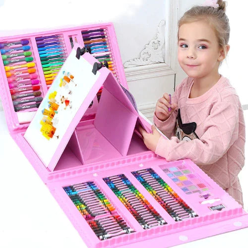 Roze kofer za crtanje i bojenje sa rasklopivom tablom.