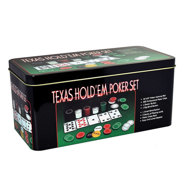 Dva špila karata i žetoni iz kompleta za Texas Hold’em.